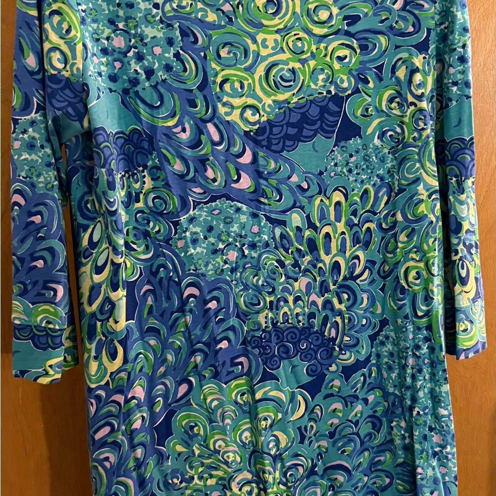 Lilly Pulitzer Blue and Green Long Sleeve Dress